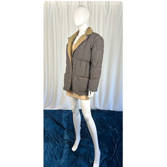 Vintage ‘Bill Blass’ Down Filled Brown Check Short Puffer - Winter Coat - S/M - Picture 5 of 10